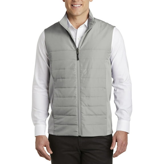 JustBlanks Mens Quilted Insulated Polyester Vest with Cadet Collar Stretch Side Panels