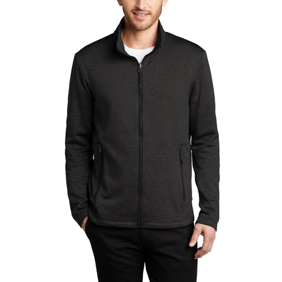 Just Blanks Collective Striated Fleece Jacket Zipped In And Secured By Snap Attachments Inside An Outer Collective Layer, Deep Black Heather, 4XL
