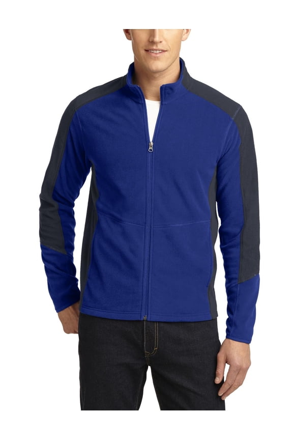 Colorblock Microfleece Jacket with Stand Up Collar and Long Sleeves