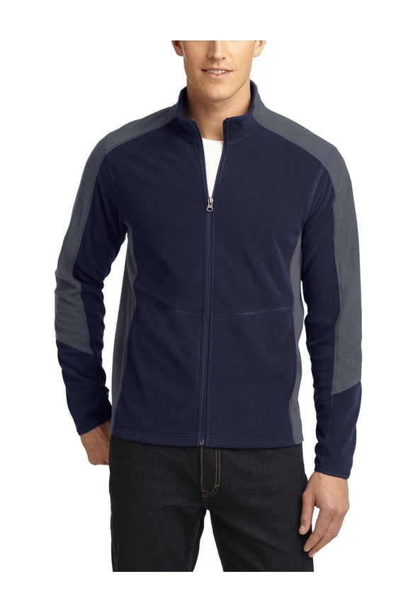 Colorblock Microfleece Jacket with Stand Up Collar and Long Sleeves