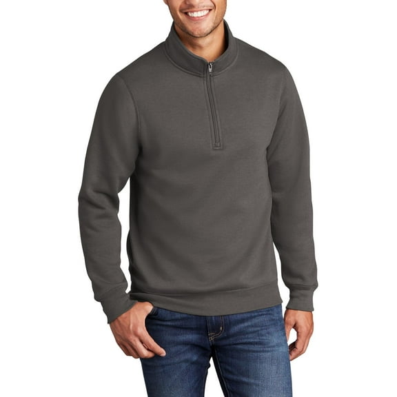 Just Blanks Core Fleece 1/4 Zip Pullover Sweatshirt, Charcoal, 4XL