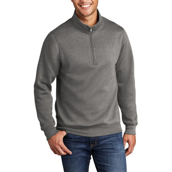Just Blanks Core Fleece 1/4 Zip Pullover Sweatshirt, Graphite Heather, 4XL