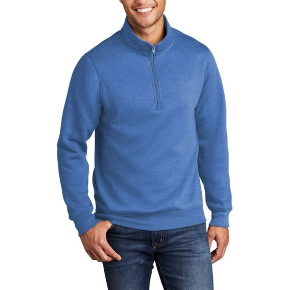 JustBlanks Adult Core Fleece 1 4 Zip Pullover Sweatshirt Cotton Polyester Blend Long Sleeve