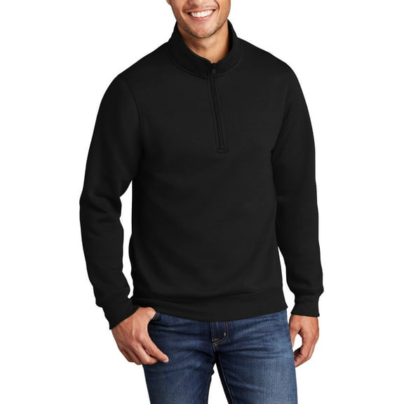 Just Blanks Core Fleece 1/4 Zip Pullover Sweatshirt, Jet Black, 4XL