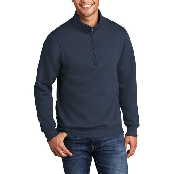 Just Blanks Core Fleece 1/4 Zip Pullover Sweatshirt, Navy, 4XL