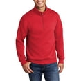 thumbnail image 1 of Just Blanks Core Fleece 1/4 Zip Pullover Sweatshirt, Red, 4XL, 1 of 1