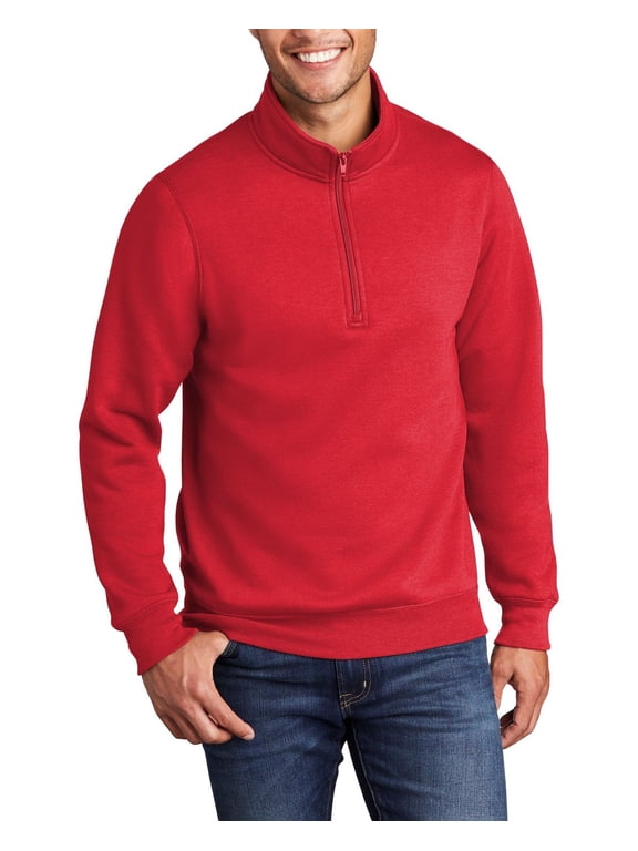 Just Blanks Core Fleece 1/4 Zip Pullover Sweatshirt, Red, 4XL