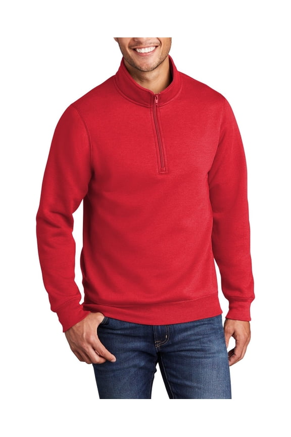 Adult Core Fleece 1 4 Zip Pullover Sweatshirt Cotton Polyester Blend Long Sleeve