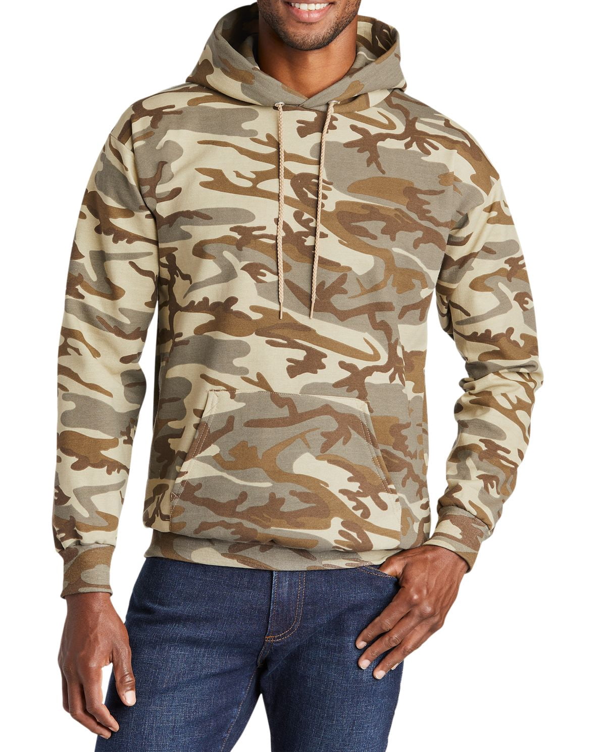 JustBlanks Core Fleece Camo Pullover Hooded Sweatshirt Air Jet Yarn for Softness