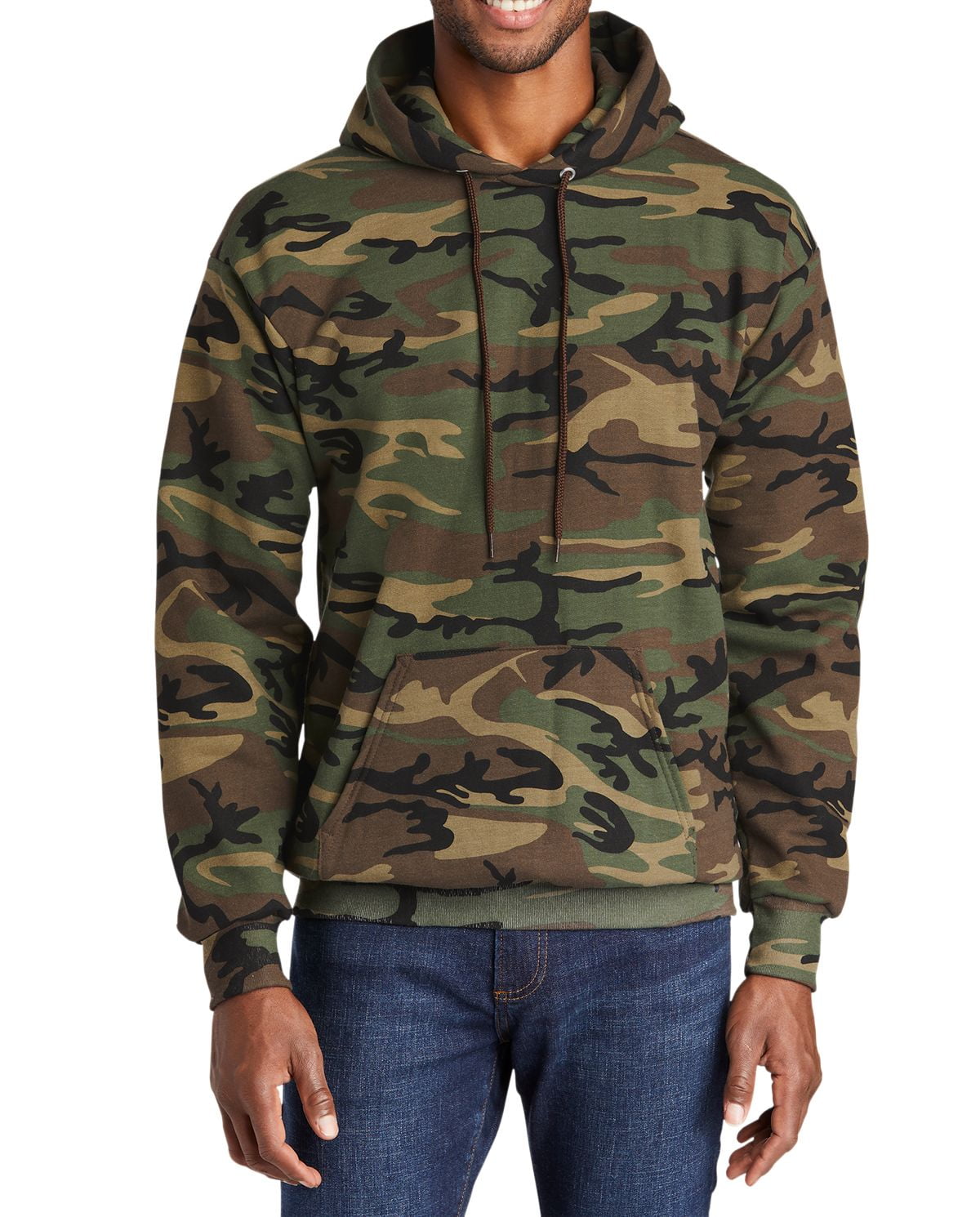 Just Blanks Core Fleece Camo Pullover Hooded Sweatshirt , Military Camo, 4XL