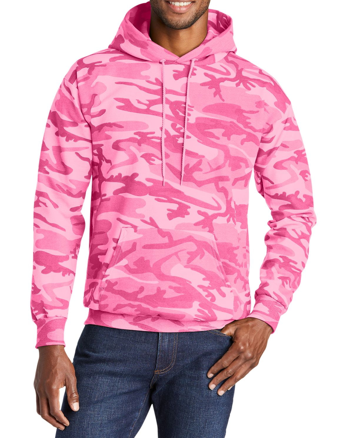 Just Blanks Core Fleece Camo Pullover Hooded Sweatshirt , Pink Camo, 4XL