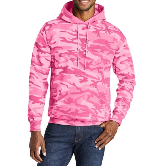Just Blanks Core Fleece Camo Pullover Hooded Sweatshirt , Pink Camo, 4XL
