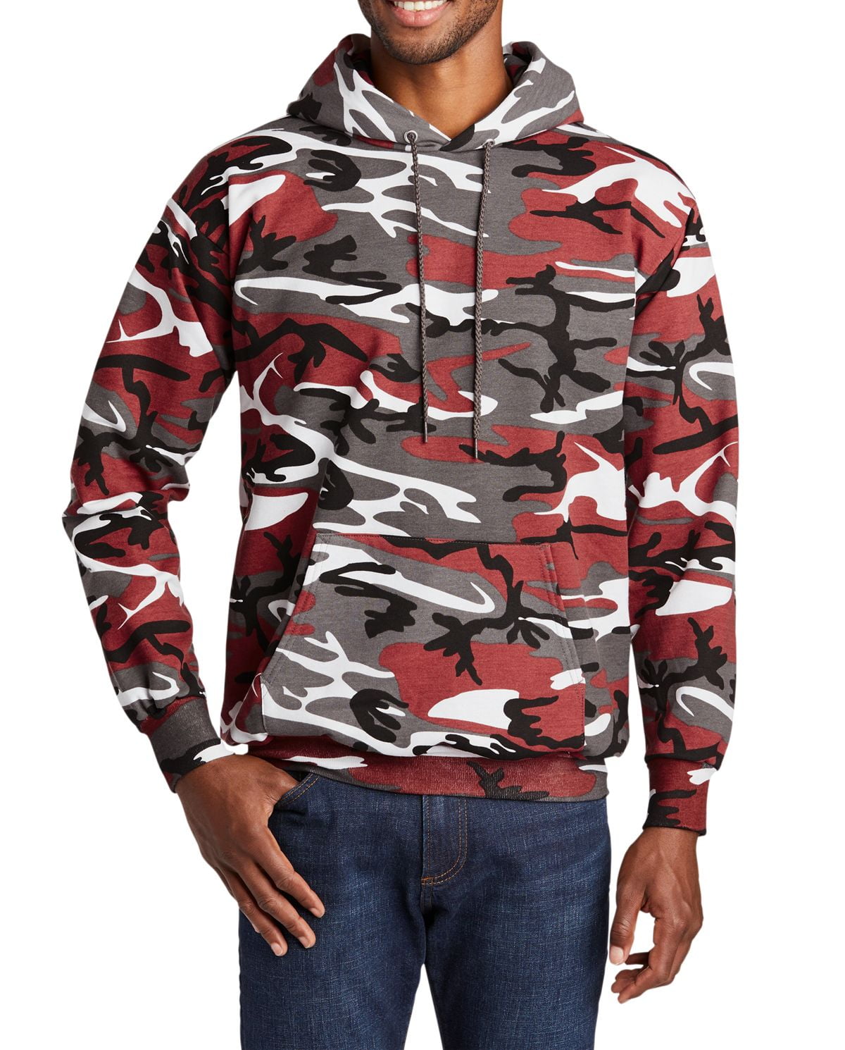 JustBlanks Core Fleece Camo Pullover Hooded Sweatshirt Air Jet Yarn for Softness
