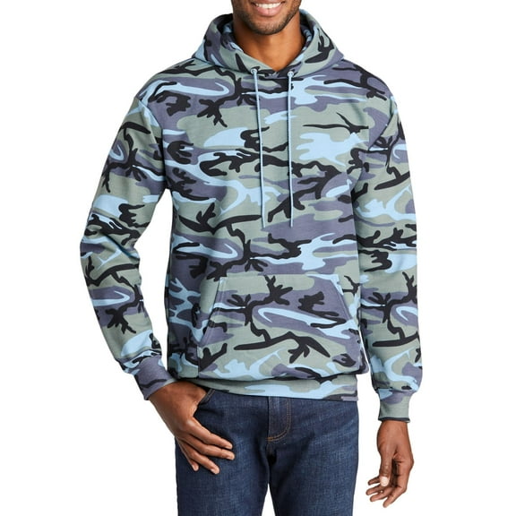 JustBlanks Core Fleece Camo Pullover Hooded Sweatshirt Air Jet Yarn for Softness