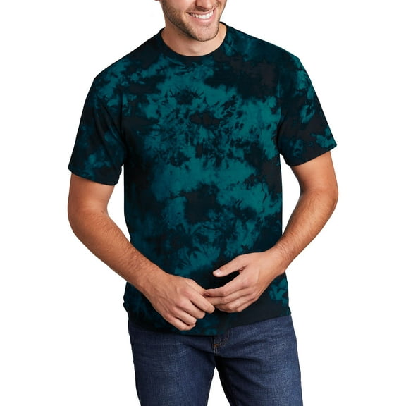 JustBlanks Crystal Tie Dye 100 Cotton Rib Knit Collar Short Sleeve T Shirt