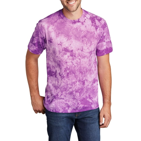 JustBlanks Crystal Tie Dye 100 Cotton Rib Knit Collar Short Sleeve T Shirt