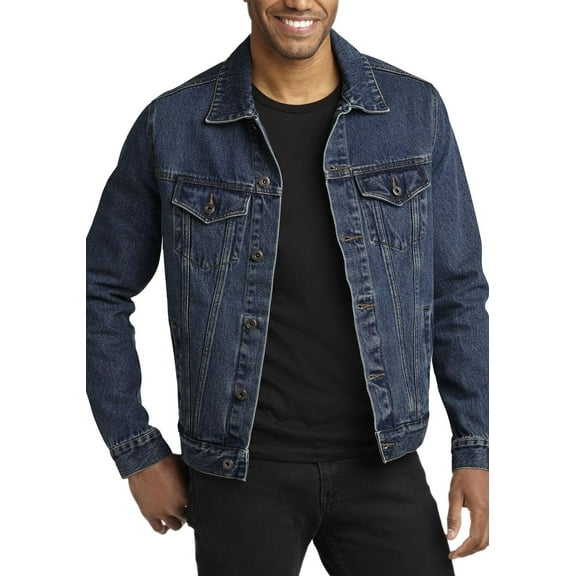 Just Blanks Denim Jacket Modern Fit Improved Wash Treatment And Bronze Buttons, Denim Blue, 4XL