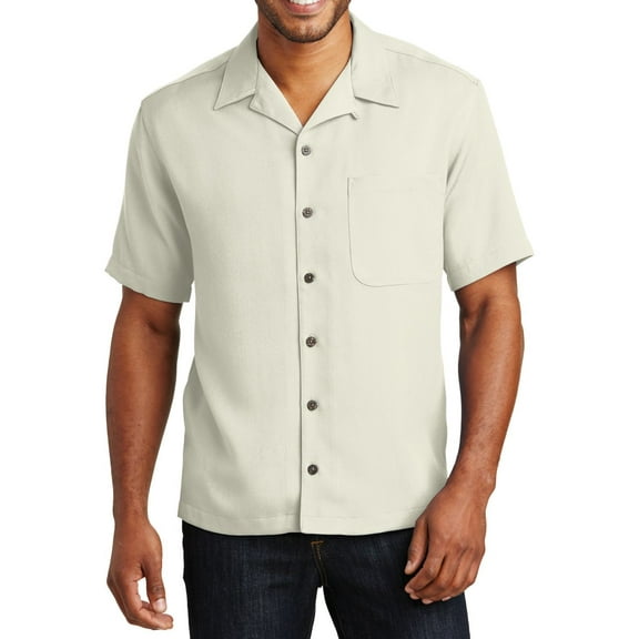 JustBlanks Short Sleeve Easy Care Camp Shirt with Stain Release and Chest Pocket
