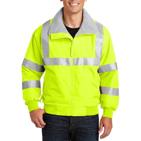JustBlanks High Visibility Safety Jacket with Reflective Taping Water Resistant Nylon Shell Fleece Lining Ribbed Cuffs Waistband