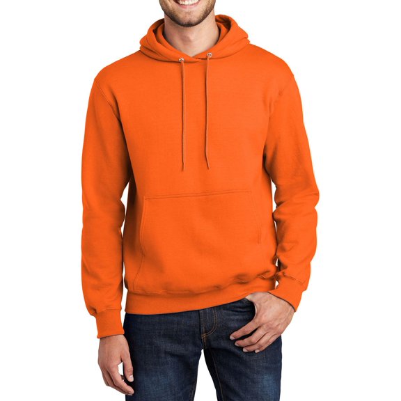 Just Blanks Essential Fleece Pullover Hooded Sweatshirt , Safety Orange, 4XL