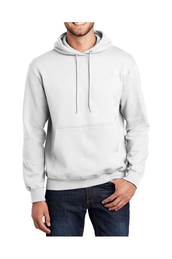 Just Blanks Essential Fleece Pullover Hooded Sweatshirt , White, 4XL