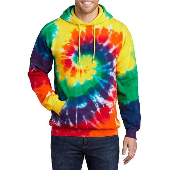 JustBlanks Tie Dye Pullover Hoodie Cotton Polyester Fleece Crew Neck Long Sleeves Sweatshirts