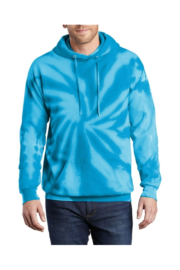 Just Blanks Essential Tie-Dye Pullover Hooded Sweater, Turquoise, 4XL