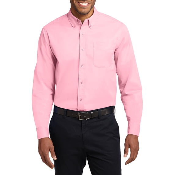 Just Blanks Extended Size Long Sleeve Easy Care Shirt, Light Pink, 8XL
