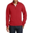 thumbnail image 1 of Just Blanks Fan Favorite Fleece 1/4-Zip Pullover Sweatshirt, Bright Red, 4XL, 1 of 1