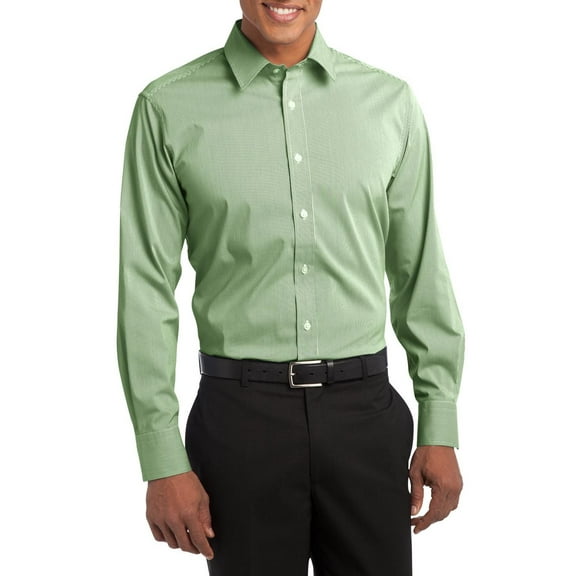 JustBlanks Fine Stripe Stretch Poplin Shirt Cotton Polyester Spandex Blend Button Down Collar Long Sleeve