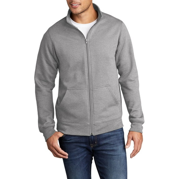 JustBlanks Full Zip Fleece Sweatshirt with Cadet Collar Side Pockets Long Sleeve Lightweight Outerwear
