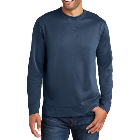 JustBlanks Performance Fleece Crewneck Sweatshirt 100 Polyester Moisture Wicking Long Sleeve Pullover