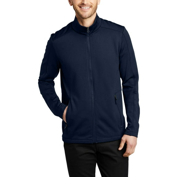 JustBlanks Grid Fleece Full Zip Jacket Polyester Spandex Blend Long Sleeves Stand Collar