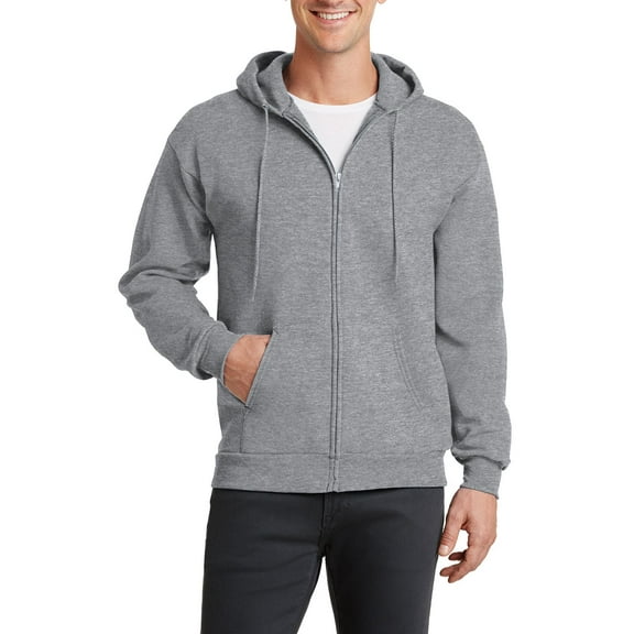 JustBlanks Mens Full Zip Fleece Hooded Sweatshirt Cotton Poly Blend Long Sleeve Front Pockets