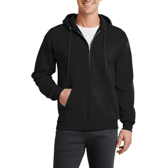 Just Blanks Heavyweight 50/50 Cotton-Poly Zip Hoodie for Custom Printing & Durability, Jet Black, 4XL
