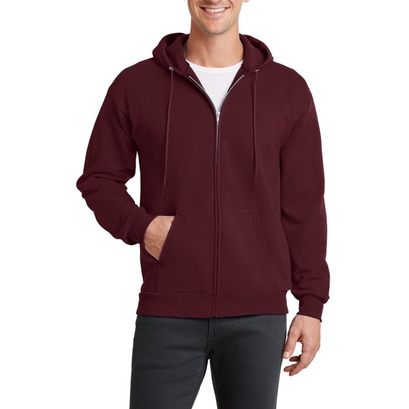 Just Blanks Heavyweight 50/50 Cotton-Poly Zip Hoodie for Custom Printing & Durability, Maroon, 4XL