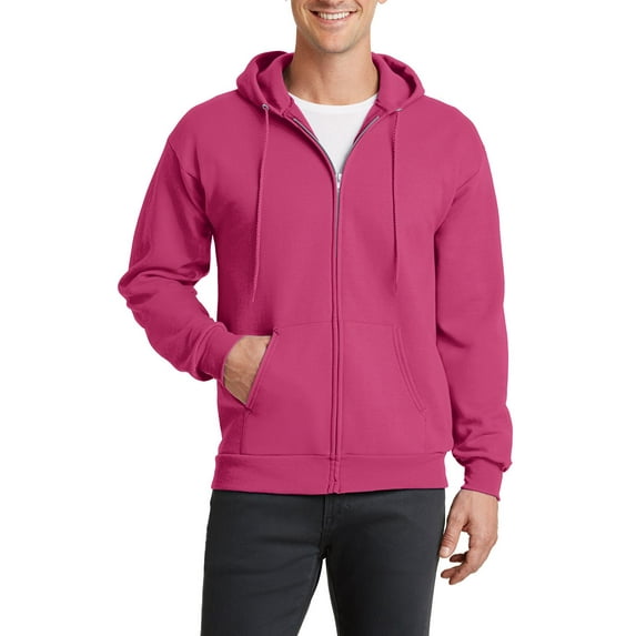 JustBlanks Mens Full Zip Fleece Hooded Sweatshirt Cotton Poly Blend Long Sleeve Front Pockets