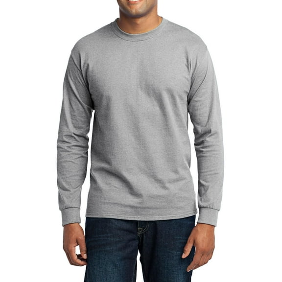 JustBlanks Long Sleeve Core Blend 50 Cotton 50 Polyester Rib Knit Collar Classic Fit T Shirt