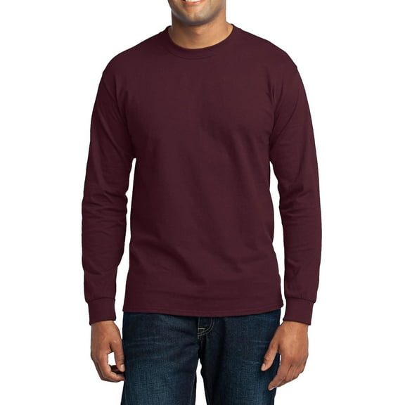 JustBlanks Long Sleeve Core Blend 50 Cotton 50 Polyester Rib Knit Collar Classic Fit T Shirt