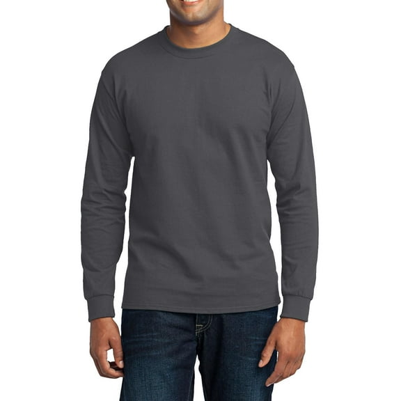 Just Blanks Heavyweight Long Sleeve T-Shirt – Soft, Durable Cotton Tee for All Seasons, Charcoal, 5XL