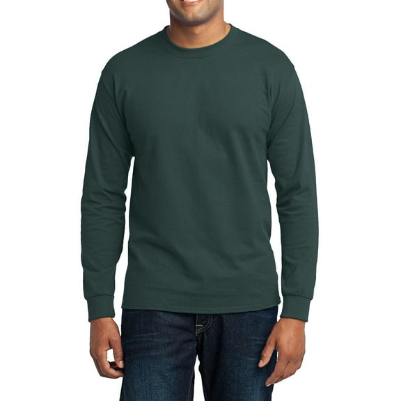 JustBlanks Long Sleeve Core Blend 50 Cotton 50 Polyester Rib Knit Collar Classic Fit T Shirt