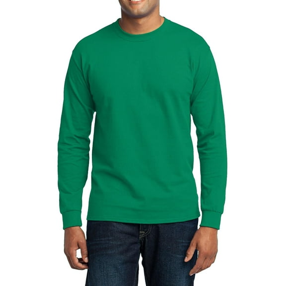 JustBlanks Long Sleeve Core Blend 50 Cotton 50 Polyester Rib Knit Collar Classic Fit T Shirt
