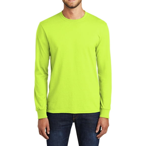 Just Blanks Heavyweight Long Sleeve T-Shirt – Soft, Durable Cotton Tee with Classic Fit, Safety Green, 4XLT