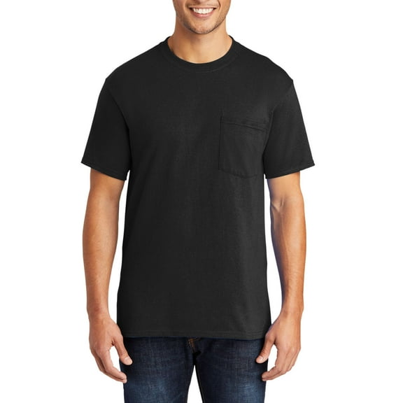 Just Blanks Heavyweight Pocket T-Shirt – Soft, Durable Cotton Tee with Classic Fit and Pocket, Jet Black, 4XLT