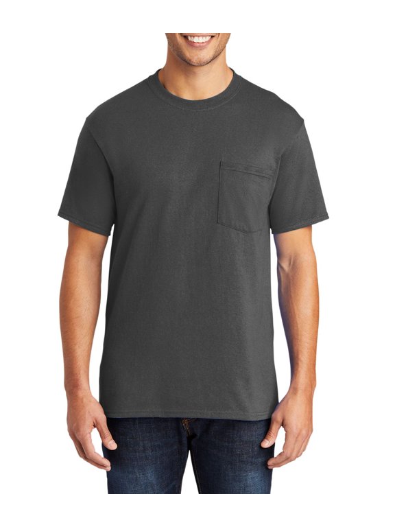 Core Blend Pocket T Shirt Rib Knit Collar Back Neck Tape Left Chest Pocket
