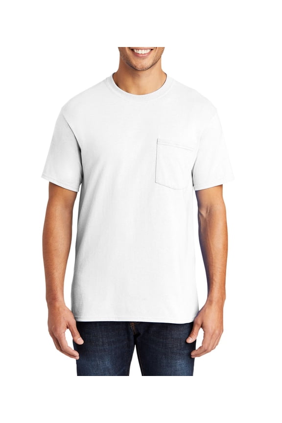 Core Blend Pocket T Shirt Rib Knit Collar Back Neck Tape Left Chest Pocket