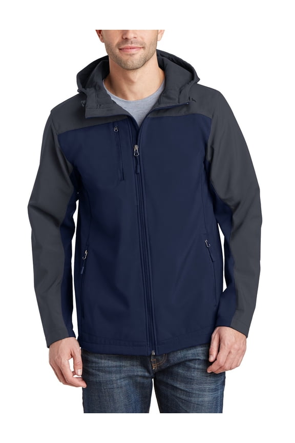 Mens Hooded Soft Shell Jacket with Water Resistant Finish Adjustable Drawcords