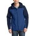 thumbnail image 1 of Just Blanks Hooded Core Soft Shell Jacket Reverse Coil Zippers Interior Storm Flap With Chin Guard, Night Sky Blue/ Dress Blue Navy, 4XL, 1 of 1