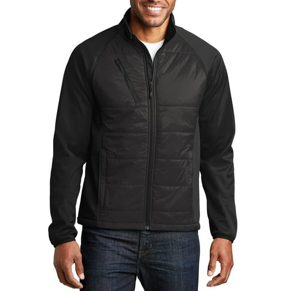 JustBlanks Mens Hybrid Soft Shell Jacket with Quilted Insulated Panels Water Resistant Finish