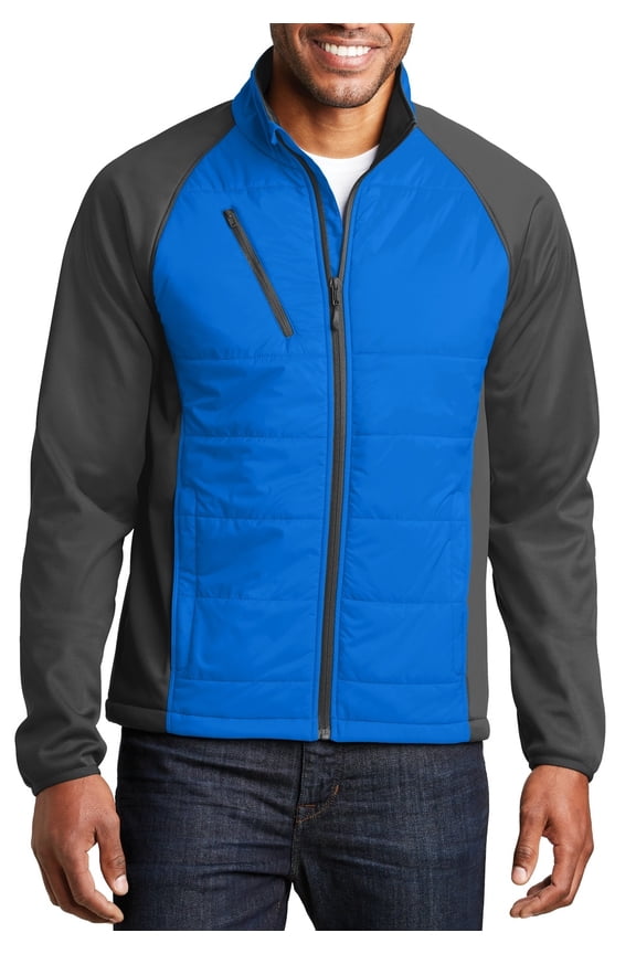 Mens Hybrid Soft Shell Jacket with Quilted Insulated Panels Water Resistant Finish
